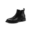 Botas Chelsea de Couro Bovino Lavado Estilo Britânico com Fundo Silencioso para o Dia a Dia, Cano Curto, Salto Médio Robusto, Bico Redondo, Couro Genuíno, Femininas, Inverno 2026