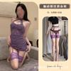 Meio Açúcar Gravidade Original Novo Estilo Chinês Roxo Gola Halter com Bojo Cheongsam Renda Pura Luxúria Sexy Slim Fit Envolto no Quadril 1058