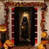 Nueva cubierta de puerta de Halloween sangrienta de terror transfronteriza decoración festiva tela de fondo arreglo del festival de fantasmas cortina de puerta de poliéster tela colgante bandera