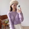 Suéter de punto hueco para mujer, de manga larga, nueva moda otoño 2026, top pullover elegante y de corte holgado