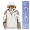 Ropa Rush de Montaña con Costuras en Color Contrastante para Mujer Tres en Uno 2024 Nuevo Otoño e Invierno Cortavientos Impermeable Traje de Montañismo para Parejas