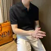 Polo ligero de estilo maduro para hombre, camiseta de verano de seda fina de manga corta, camiseta básica de punto de media manga para hombre, estilo coreano de moda