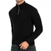 Suéter Masculino Gola Alta com Zíper Suéter Masculino de Outono Solto Suéter Casual Pulôver de Manga Longa