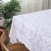 [Flor de Peonía Máquina Redonda] Mantel Calado Blanco Estilo Ins Cojín de Encaje Cuadrado Mesa de Café de Casa Mantel Simple