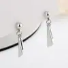 Pendientes Geométricos Rombo Sencillos Estilo Coreano, Doble Capa Acabado Espejo, Pendientes Únicos Frescos de Perlas Redondas para Niñas