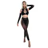 Transfronterizo 2026 Nuevo Body Sexy de Malla Hueca Estilo Europeo y Americano Conjunto de Dos Piezas para Mujer con Medias Conjunto para Discoteca