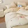 Juego de cuatro piezas de jacquard 100% algodón Clase A, algodón puro, funda de edredón infantil de lujo ligero, sábana encimera bordada, sábana bajera, ropa de cama 1.2