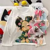 Pijama de Algodón Nube Estilo Coreano para Primavera y Otoño con Almohadillas en el Pecho para Mujer Nuevo Dibujos Animados Suelto Pantalones de Manga Larga Conjunto de Ropa para el Hogar