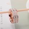 Anillo de acero de titanio J69 con doble fila de diamantes rotos para dedo medio, índice y pareja, oro rosa