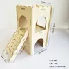 Casa de esconderijo de madeira natural para hamster com escadas, ninho quente, villa de luxo para hamsters dourados, conjunto completo de acessórios de decoração de gaiola