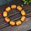 Optimizado cera de abeja vieja aceite de pollo amarillo color bonito pulsera de cuentas de barril ámbar piedra en bruto pulido atmósfera pulsera para amantes