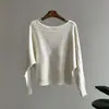 Top de punto suelto con manga murciélago acanalado de un solo hombro de árbol de tung Beishan para mujer Otoño P563