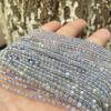 Cuentas redondas pequeñas de piedra lunar gris, accesorios de cuentas sueltas, pulsera hecha a mano, cuentas de cristal de lavolita azul claro natural.
