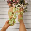Sandalias de Verano 2026 Transfronterizas Europeas y Americanas de Talla Grande con Punta Plana y Anillo en el Dedo para Mujer con Decoración Floral Talla 43 Chanclas de Playa