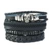 Fábrica punk directa traje tejido retro pulsera de piel de vaca cuerda de cáñamo simple pulsera de cuero con calavera DIY