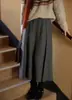 Saia de tricô grossa, estilo francês, cinza retrô, de perna larga, cintura alta, modeladora, de comprimento médio para mulheres, nova coleção outono/inverno 2026