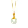 Collar Colgante de Paz de Jade Hotan Serie Diosas de las Doce Flores Plata de Ley S925 Colgante de Jade Incrustado Estilo Chino Nuevo Cadena para Clavícula