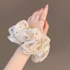 Anel de Cabelo Listrado de Cabeça de Bola Intestino Grosso Celebrante da Internet 2025 Novo Estilo Corda de Cabelo para Rabo de Cavalo Alto Acessório de Cabelo Feminino Corda de Cabelo