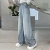 Calça Jeans Feminina Primavera e Outono 2026 Nova Casual Menina Estilo Coreano Crianças Médias e Grandes Tornozelos Bordados Calça de Perna Reta Transfronteiriça