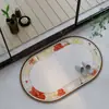 Novo tapete de chão semicircular com padrão floral e de pássaros estilo chinês para hall de entrada, antiderrapante, absorvente de água, fácil de limpar, resistente à sujeira, personalizável