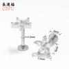 Pendientes de Acero Inoxidable Europeos y Americanos con Circonita de Botón de Alta Gama Versátiles Flor Hélice Interna Labio Stud Joyería para Piercing Corporal