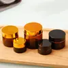 Frasco de Vidrio Marrón para Crema 5G-100G Botella de Empaque Cosmético Portátil para Viaje Crema Facial Crema para Ojos Frasco de Muestra de Vidrio