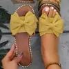 Sandalias chanclas de lazo de pedrería plana nuevas transfronterizas para mujer para exteriores color sólido ligeras de tela Amazon