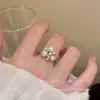 Anillo de Perla Brillante Estilo Coreano, Lujo Ligero, Diseño Exquisito y Versátil, Personalizado, Anillo Abierto para Dedo Índice Femenino, Suave y Elegante
