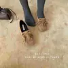 Mocassins Quadrados com Franjas para Mulheres 2026 Nova Coleção Primavera e Outono Mocassins com Laço Sapatos Baixos Sapatos Pequenos de Couro Camurça