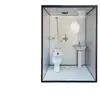 Cabina de ducha de cristal templado integrada para baño doméstico de alta temperatura con puerta corredera de aleación de aluminio, diseño rectangular, estilo rústico