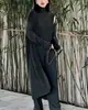 Ph091 Damei Ai Yuan 2025 Nuevo Chaleco sin Mangas de Cuello Alto Pantalones de Pierna Ancha de Cintura Alta Conjunto de Tres Piezas de Cárdigan de Punto