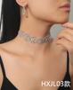 Corrente de Pescoço Colar Flor Completo em Diamante Europeu e Americano Luxo Leve Corrente de Clavícula com Strass Acessórios para Vestido de Banquete Noiva Performance