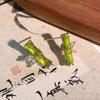 Novo estilo chinês ear clip para bobina de mosquito de bambu verde de alta elevação sem furo brincos de estilo fresco e frio de alta qualidade luxo leve