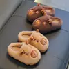 Chinelos de Algodão de Inverno para Crianças Capivara Meninos e Meninas Quentes Peludos de Pelúcia Casa Sapato de Algodão com Costas para Crianças