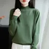 Estilo Nuevo Otoño e Invierno Camiseta Básica de Cuello Alto a Media Altura con Diamantes Calientes para Mujer con Suéter Grueso Estilo Holgado Perezoso Top de Punto de Cuello Medio