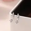 Pendientes Dobles de Diamante de Dos Piezas de Plata S925, Clavos para Hélice de Oreja Modernos y Versátiles, Ganchos para Orejas Simples y de Gama Alta para Orejas Perforadas E0810