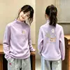 Camiseta de Manga Larga para Niños Otoño Invierno Niñas Capa Base Térmica de Forro Polar Estilo Coreano Cálido Top para Bebé Ropa Nueva para Niños