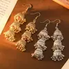 Pendientes de Borla de Campana Grande de Tres Capas Bohemios Calientes Transfronterizos Pendientes Retro Exóticos Retro Personalizados Combinan con Todo