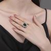 Anillo abierto de esmeralda con imitación de corindón para mujer, de lujo, ovalado y lleno de diamantes, con oferta especial en directo de celebridades de Internet.