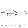 Armazón de Gafas Cuadrado de Media Montura de Aleación de Titanio Ultraligero para Hombre, Estilo de Negocios, Gafas Ópticas Elegantes, Armazón de Gafas para Miopía con Filtro de Luz Azul