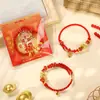 Chasquear Dedos Año Nuevo Delfín Amuleto Tarjeta Hilo Rojo (48 Piezas/Rollo) Cuerda de Mano Divertida de Dibujos Animados Cuerda de la Fortuna del Año del Zodiaco