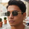 Gafas de Sol Cuadradas de Metal Elegantes de Gama Alta Europeas y Americanas con Estampado de Leopardo Personalidad Retro Moda para Ciclismo Protección Solar Gafas de Sol Transfronterizas