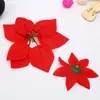 Navidad Flor de Nochebuena Artificial Nueva Transfronteriza Planta Ramo Decoración Flor de Terciopelo Flor Artificial Arreglo Floral Escena Flor Falsa