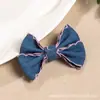Clip de corona para niña de comercio exterior, clip retro de tela azul para el cabello infantil, accesorio para el cabello, lazo de encaje, pasador para el cabello infantil