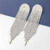 Série Cadeia de Garra Super Flash Brincos Longos com Franja de Liga Geométrica e Strass Brilhante para Mulheres Brincos Exagerados Europeus e Americanos para Banquete