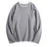 Camiseta de Manga Larga Waffle Talla Grande para Hombre Otoño e Invierno Cuello Redondo Holgada Talla Grande Color Sólido Camiseta Base Suéter para Hombre
