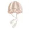 Gorro de punto de cachemira para otoño e invierno para mujer, cálido y a prueba de frío, protege las orejas, gorro de lana moderno, gorro para ciclismo al aire libre, turbante, gorro para clima frío