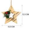 Adornos Colgantes de Estrella de Madera Decoraciones para Árbol de Navidad Decoración Colgante de Navidad para Pared Puerta