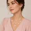 Collar con colgante de perla de pastel redondo para mujer, joyería transfronteriza europea y americana, elegante y simple, cadena multicapa