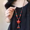 Collar Bohemio Estilo Retro Collar con Colgante de Mariposa de Cerámica Estilo Hong Kong Collar Nuevo Estilo Étnico para Mujer Estilo Largo